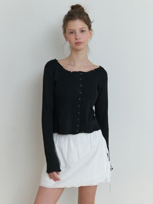 Duo wave knit cardigan (black)