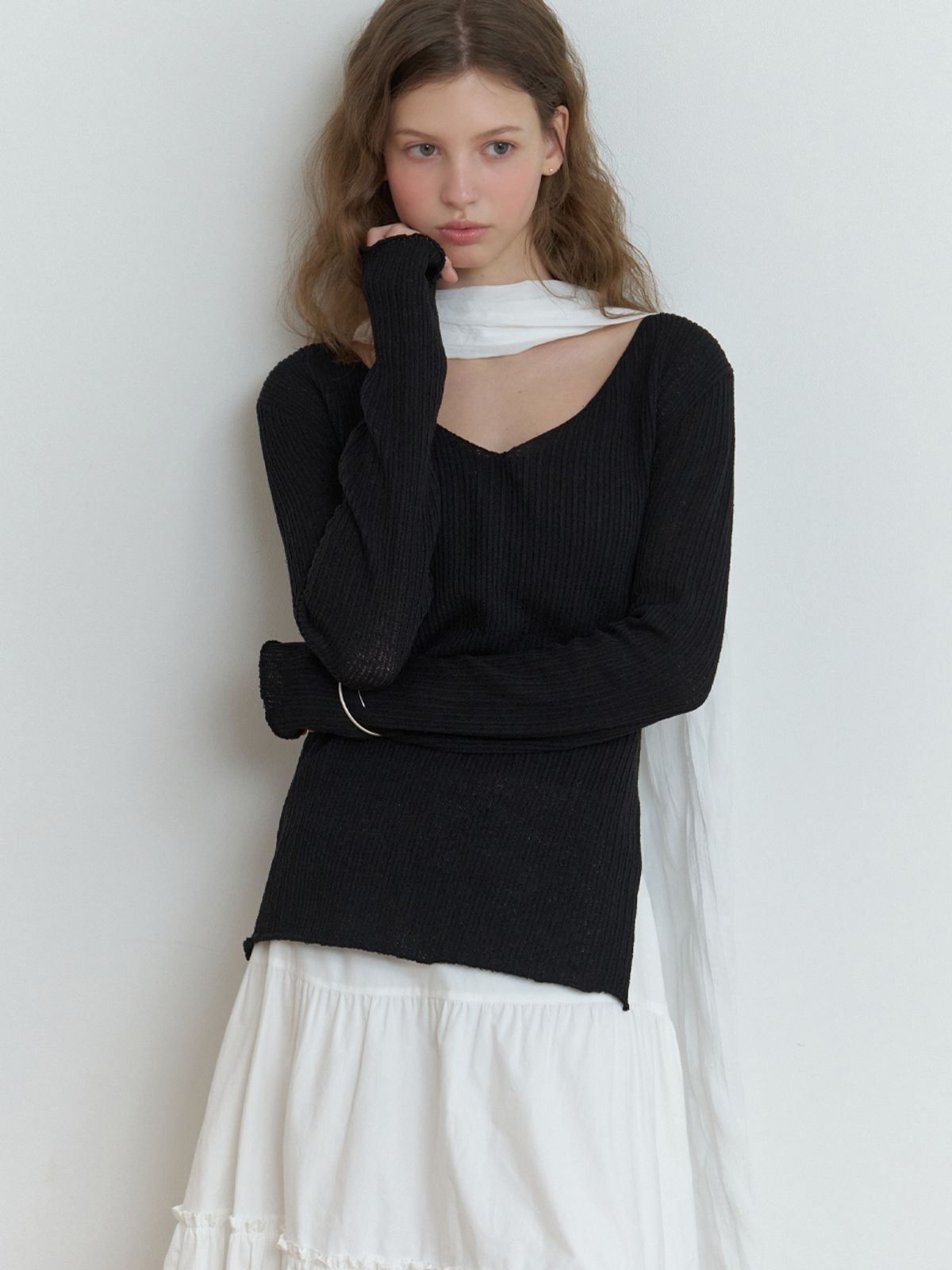 리엘(RE L) Slony v slit knit (black)