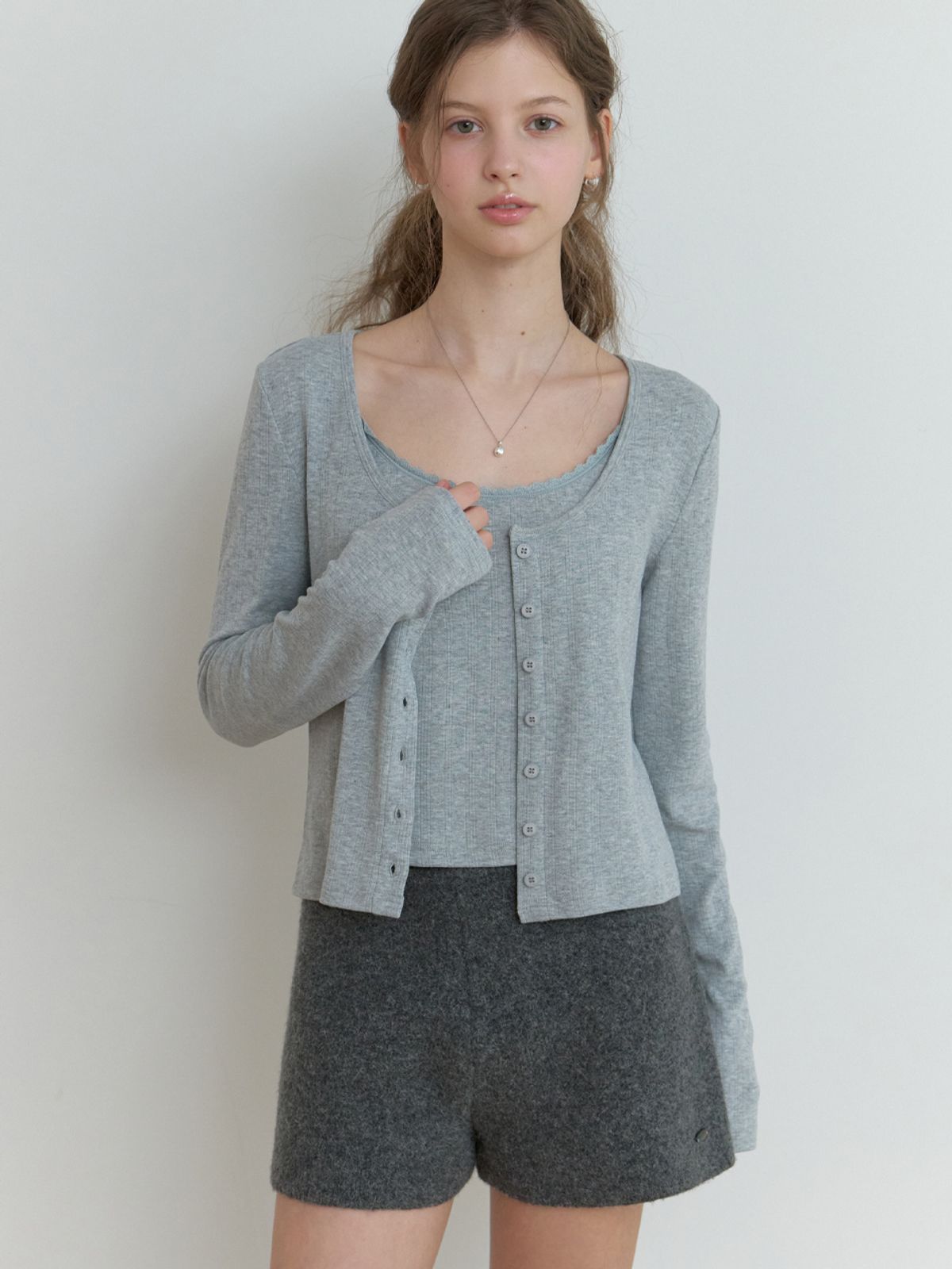 리엘(RE L) Linn cardigan set_2piece (gray)