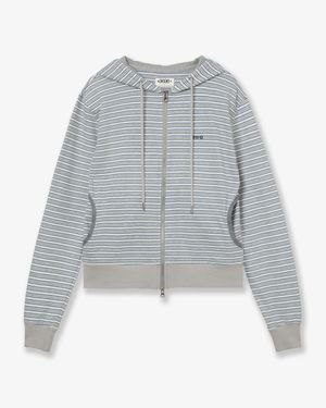 STRIPE HOODIE ZIP UP [GREY]