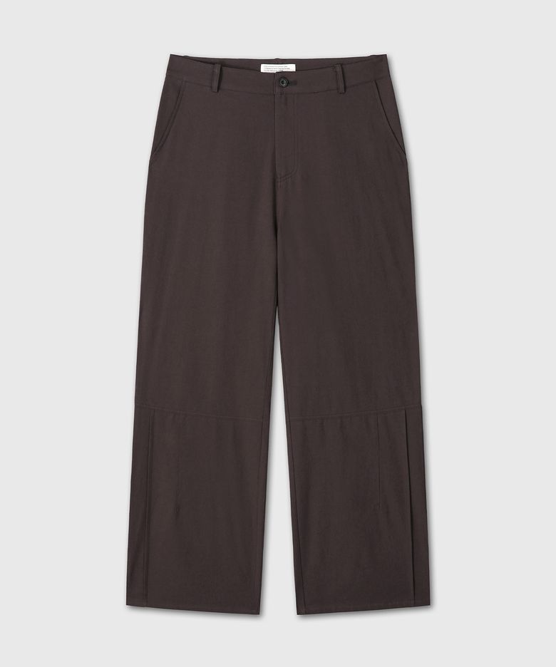 SEMI WIDE BUTTON HEM TROUSERS (BROWN)