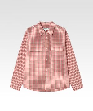 깅엄 체크 네스티드 포켓 셔츠 레드