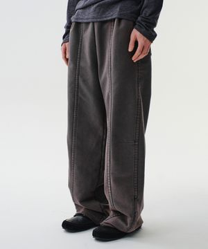 WASHED SIDE ZIP SWEAT PANTS (CHARCOAL)