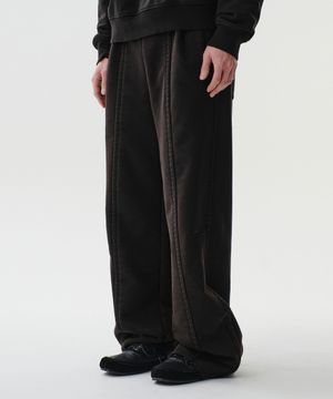 WASHED SIDE ZIP SWEAT PANTS (BLACK)