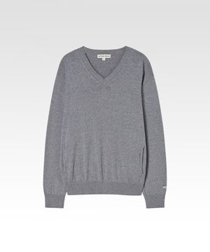 소프트 브이넥 포켓 니트 멜란지 그레이