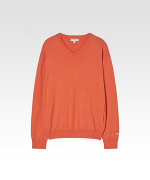 소프트 브이넥 포켓 니트 오렌지