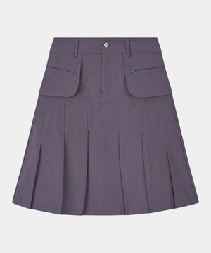 윙포켓 플리츠 스커트 차콜