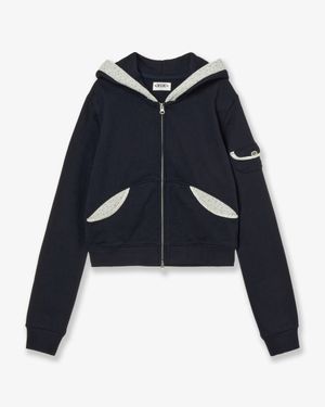 ROUND POCKET HOODIE ZIP UP [NAVY]