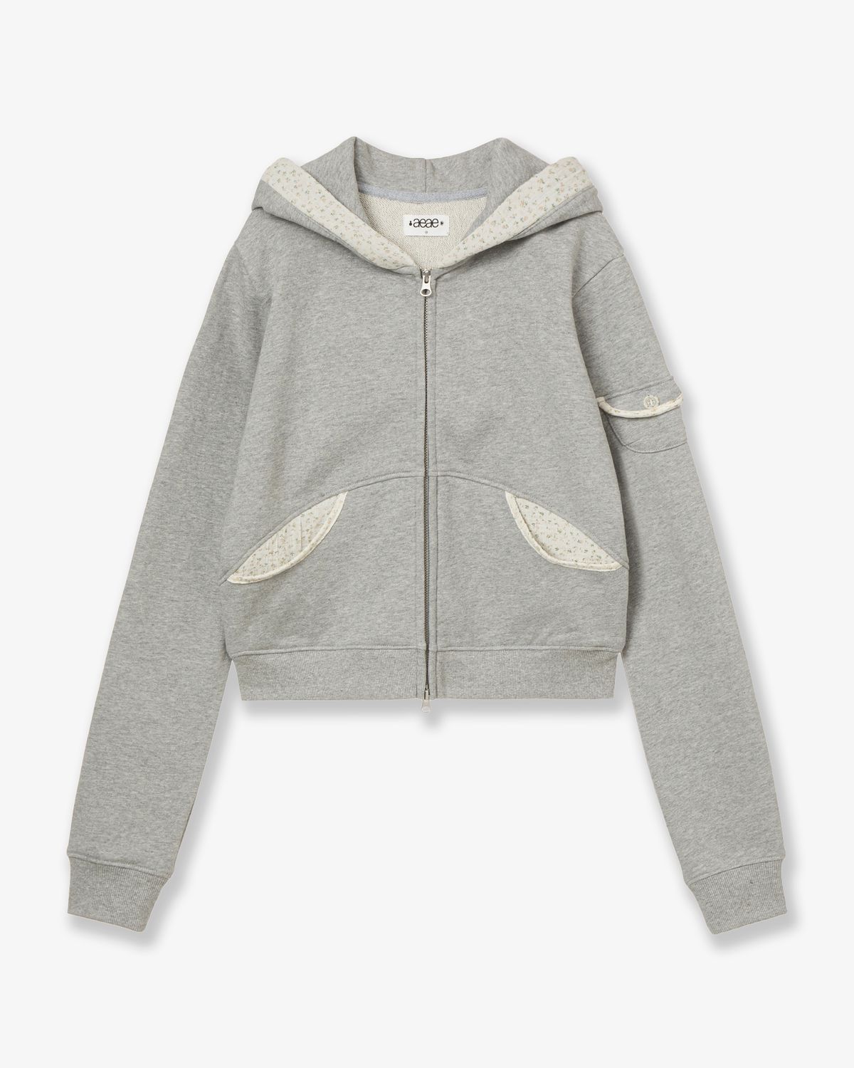 에이이에이이(AEAE) ROUND POCKET HOODIE ZIP UP [MELANGE GREY]