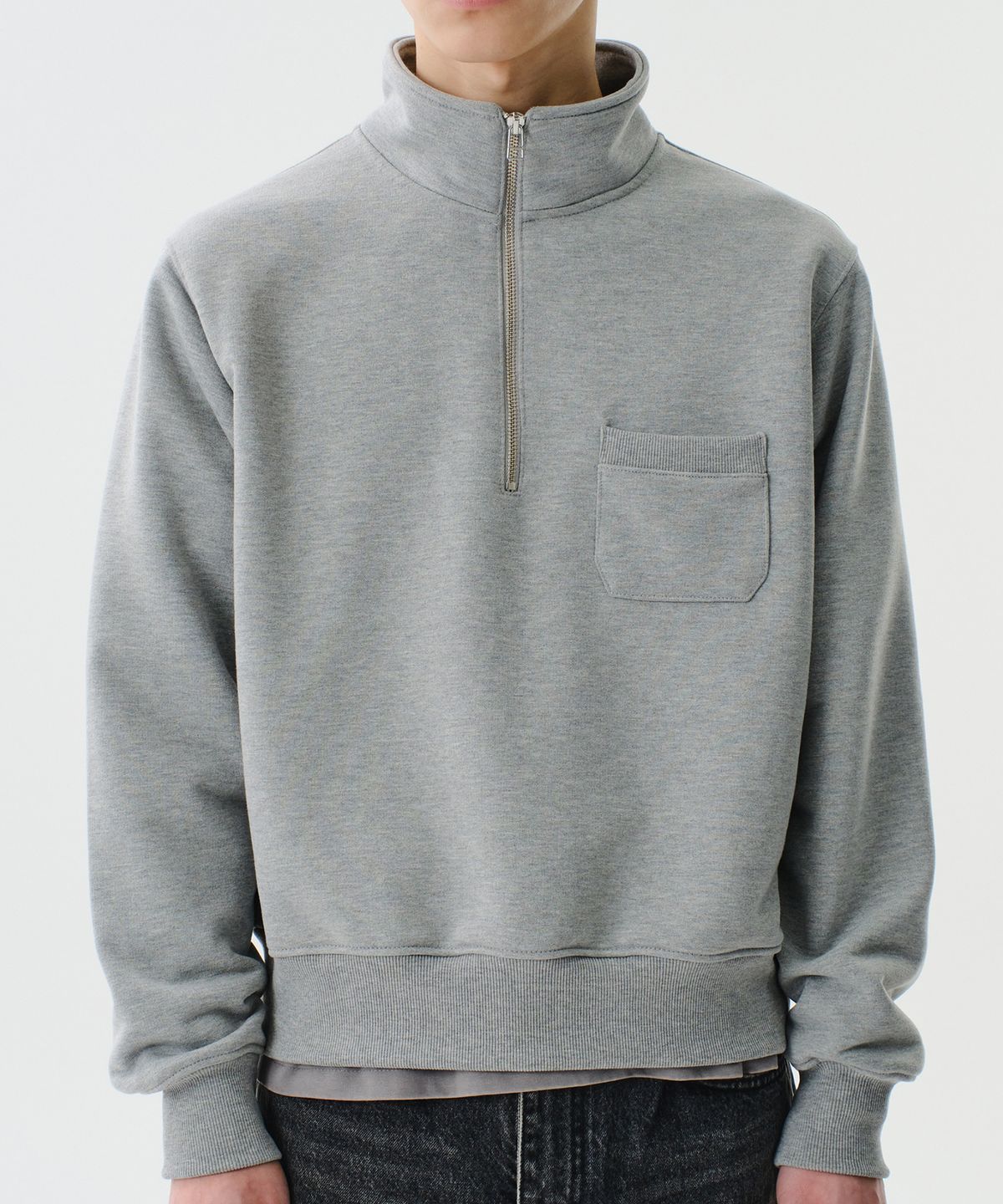 다이브인(DIVEIN) VINTAGE HALF ZIP-UP (MELANGE GRAY)