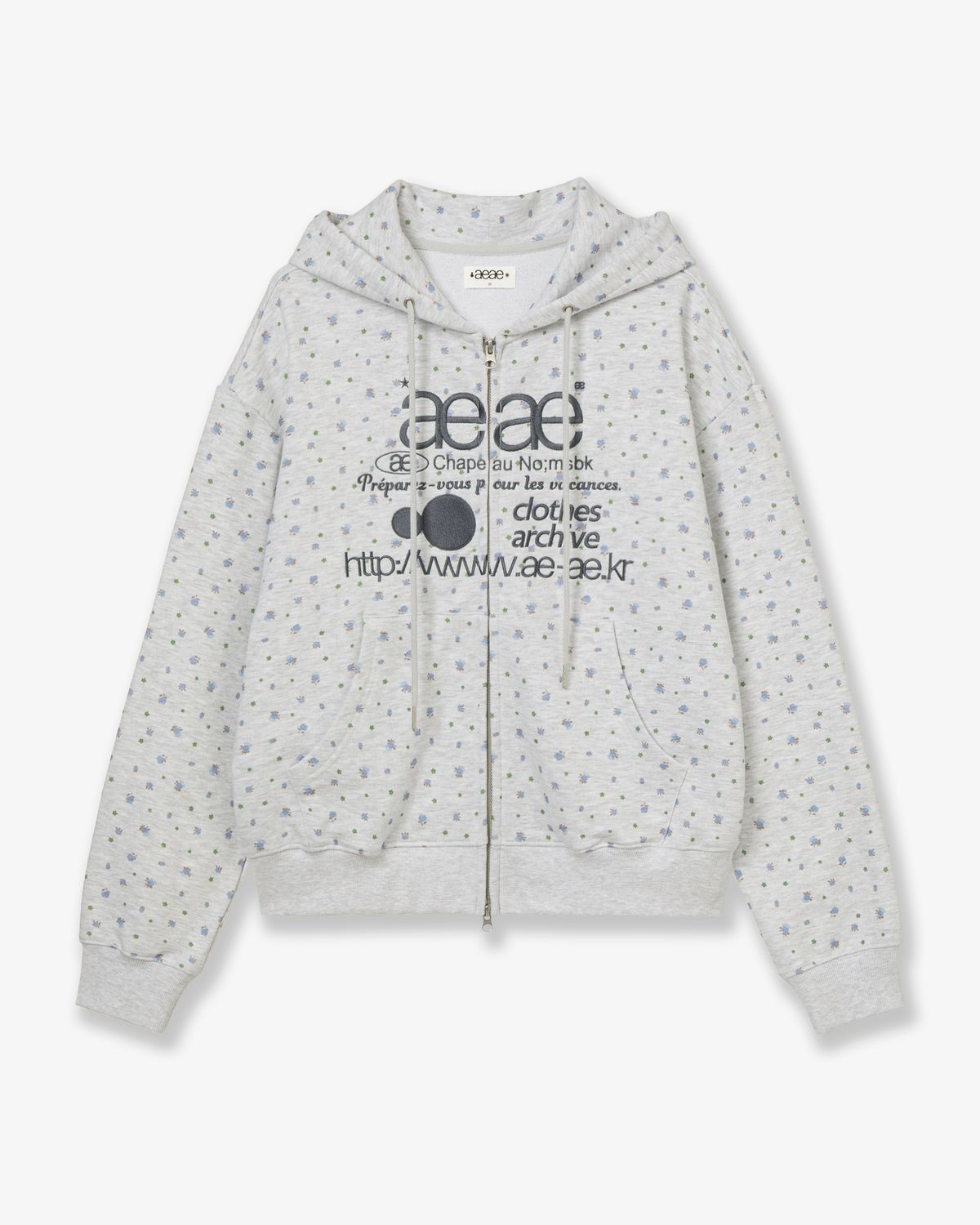 에이이에이이(AEAE) WEB LOGO FLOWER HOOD ZIP UP [BLUE]