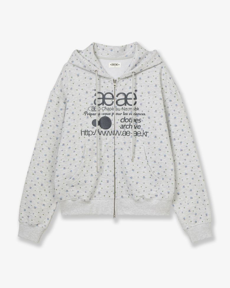 WEB LOGO FLOWER HOOD ZIP UP [BLUE]