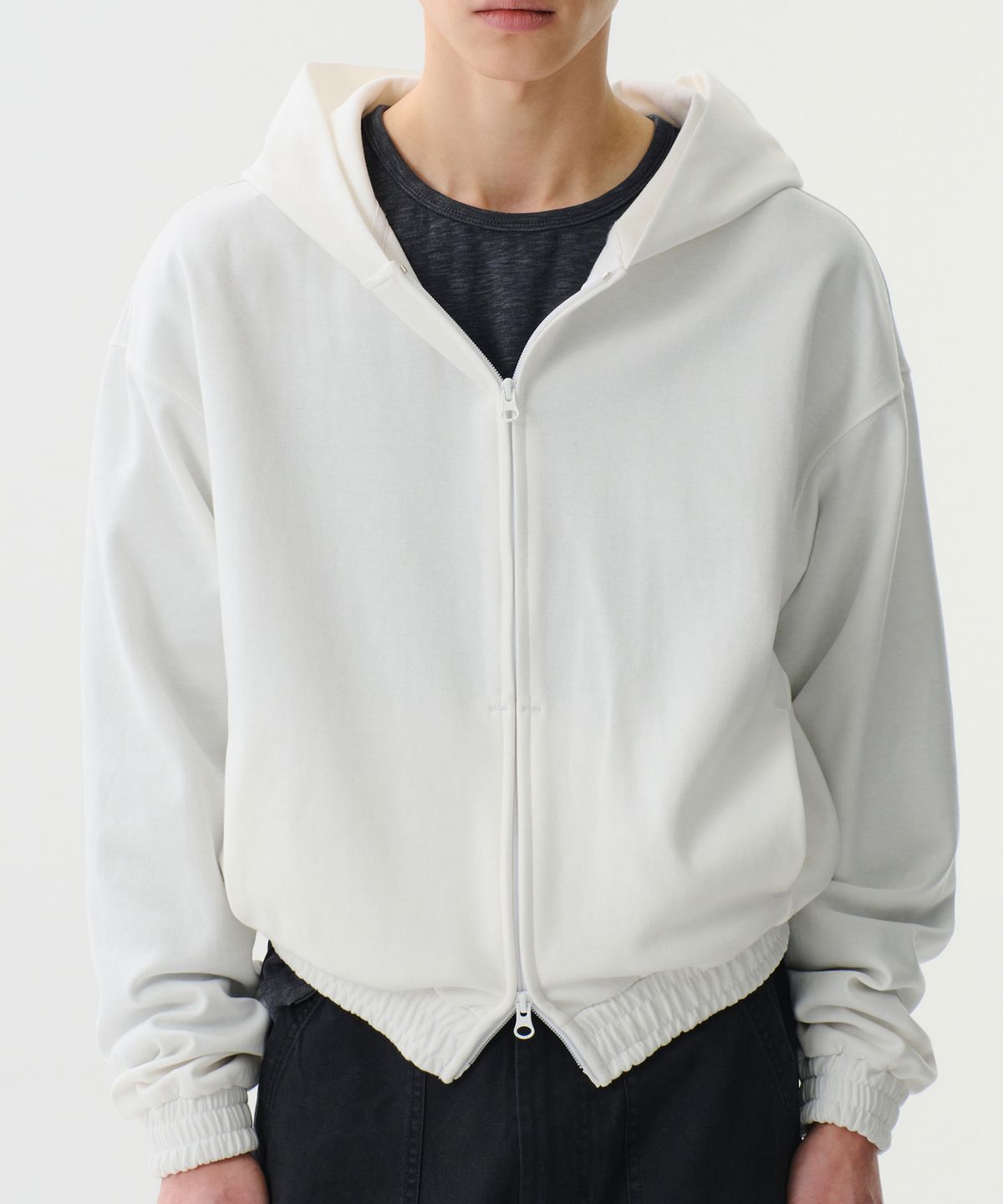 다이브인(DIVEIN) LIGHT CROP HOOD ZIP-UP (WHITE)