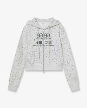 WEB LOGO FLOWER CROP HOOD ZIP UP [BLUE]