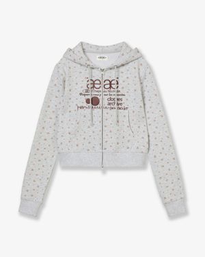 WEB LOGO FLOWER CROP HOOD ZIP UP [PINK]