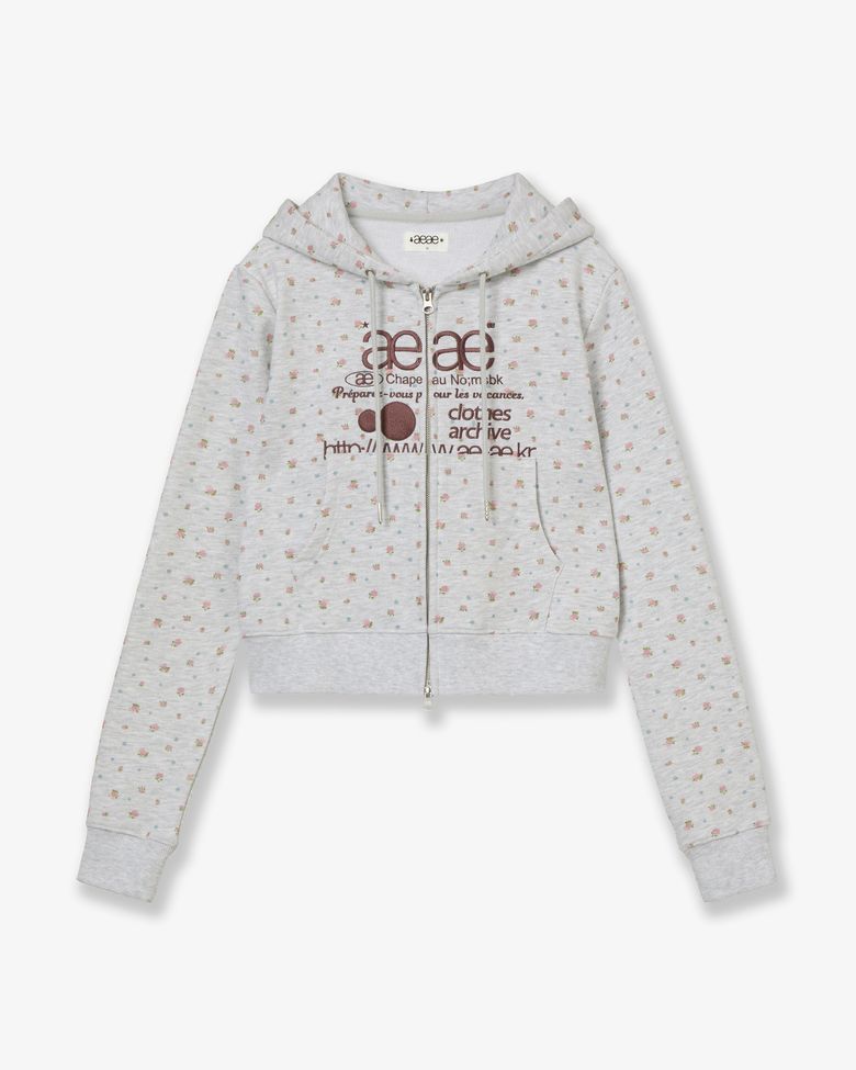 WEB LOGO FLOWER CROP HOOD ZIP UP [PINK]
