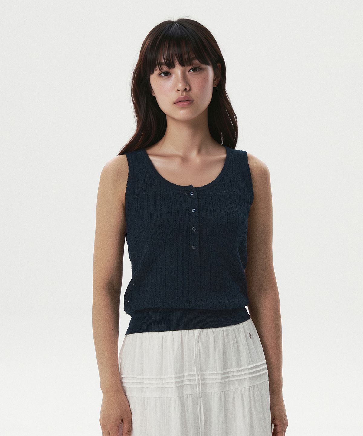 후아유(WHO.A.U) Skashi Henley neck Vest / WHKVG2443F