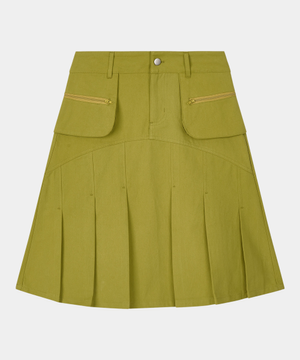 윙포켓 플리츠 스커트 올리브