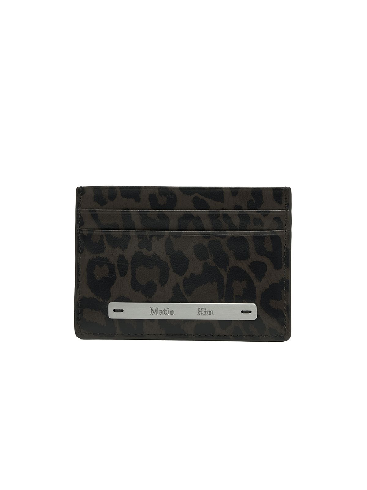 마뗑킴(MATIN KIM) LEOPARD VINTAGE CARD WALLET IN CHARCOAL
