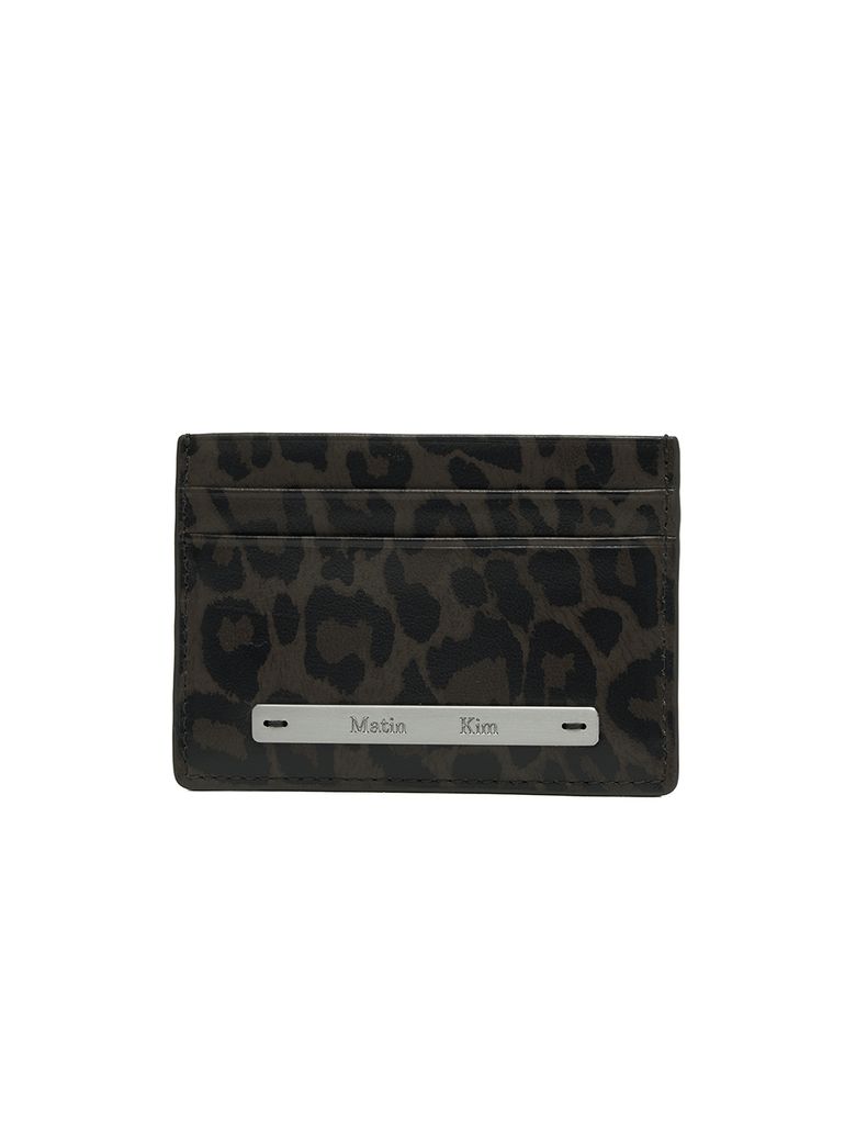 LEOPARD VINTAGE CARD WALLET IN CHARCOAL