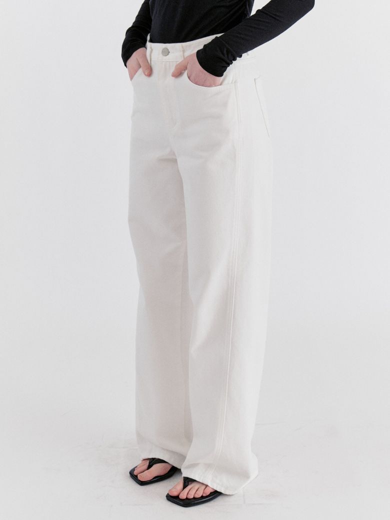Shape Curved Cotton pants - Ivory