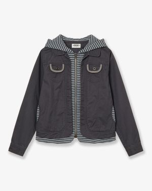 HOODIE LAYERED JACKET [CHARCOAL]