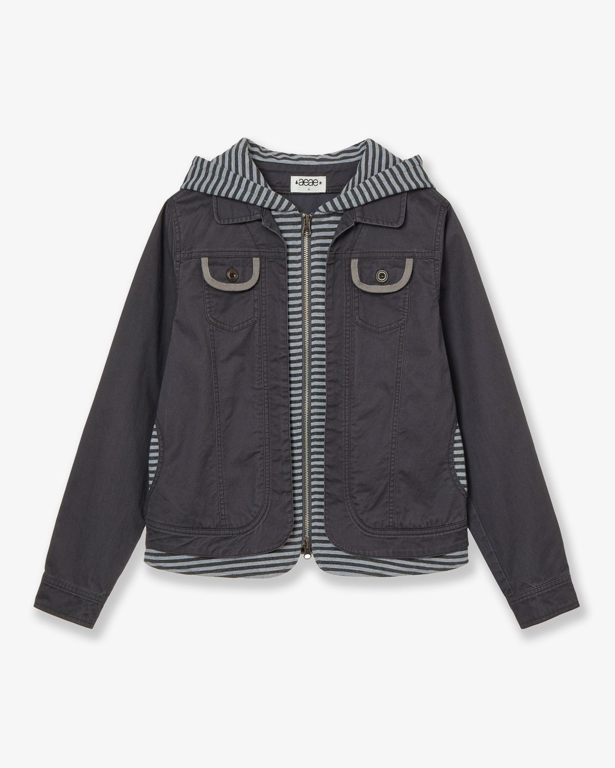 에이이에이이(AEAE) HOODIE LAYERED JACKET [CHARCOAL]