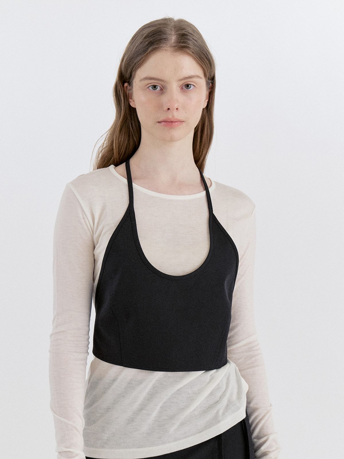 르세지엠(LESEIZEME) Basic Wool Halter-Neck Bustier - Black