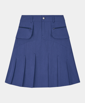 윙포켓 플리츠 스커트 블루