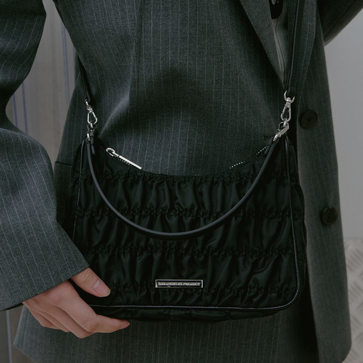 랩(LAP) SHIRRING NYLON HOBO BAG AS7AB222