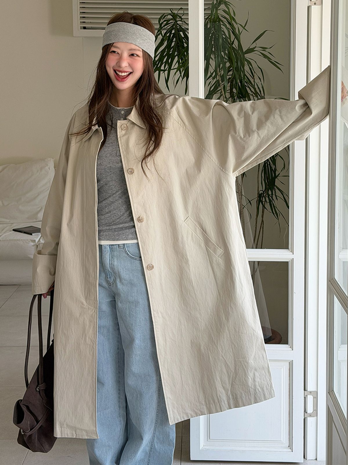 르세지엠(LESEIZEME) Classic Cotton Raglan Trench Coat - Beige