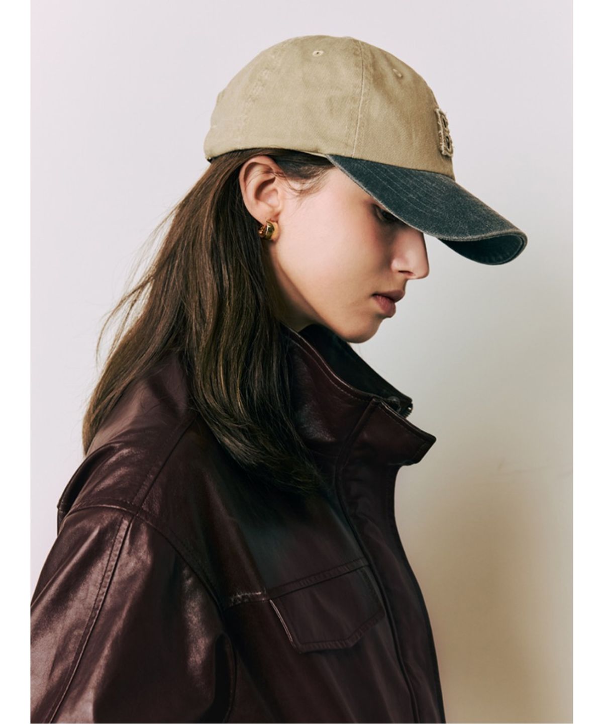 바니스뉴욕(BARNEYS NEWYORK) 피그먼트 워싱 볼캡 베이지+차콜
