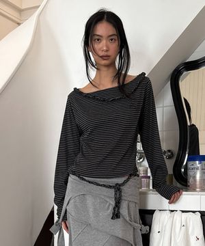 BRAID STRING TOP (stripe black)