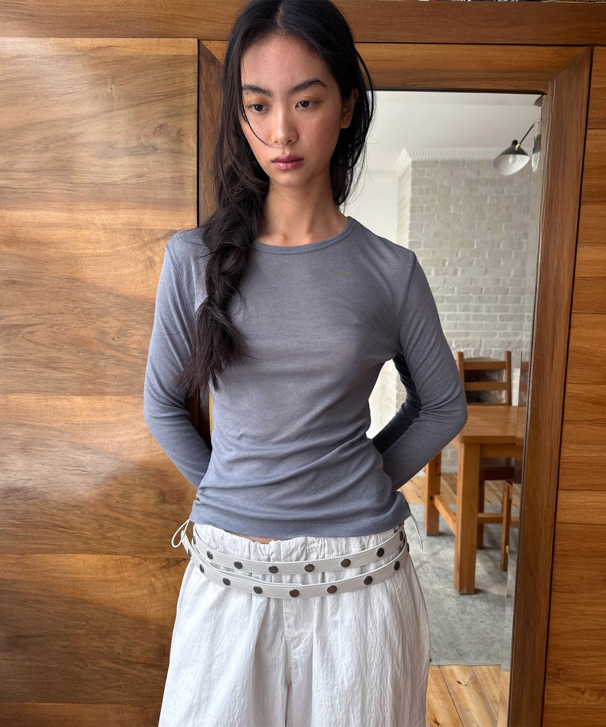 다이애그널(DIAGONAL) WOOL BASIC TEE (blue)