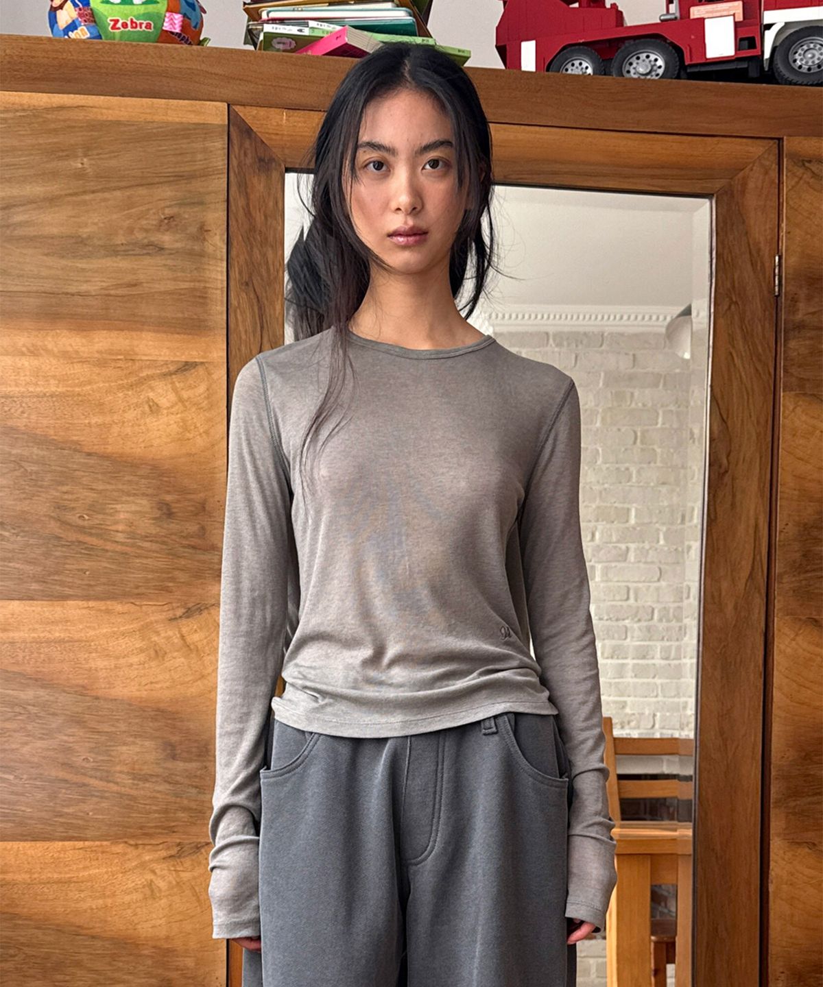 다이애그널(DIAGONAL) WOOL BASIC TEE (grey)