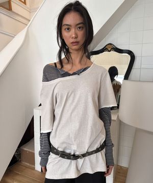 CUTTING LAYERED TEE (beige)