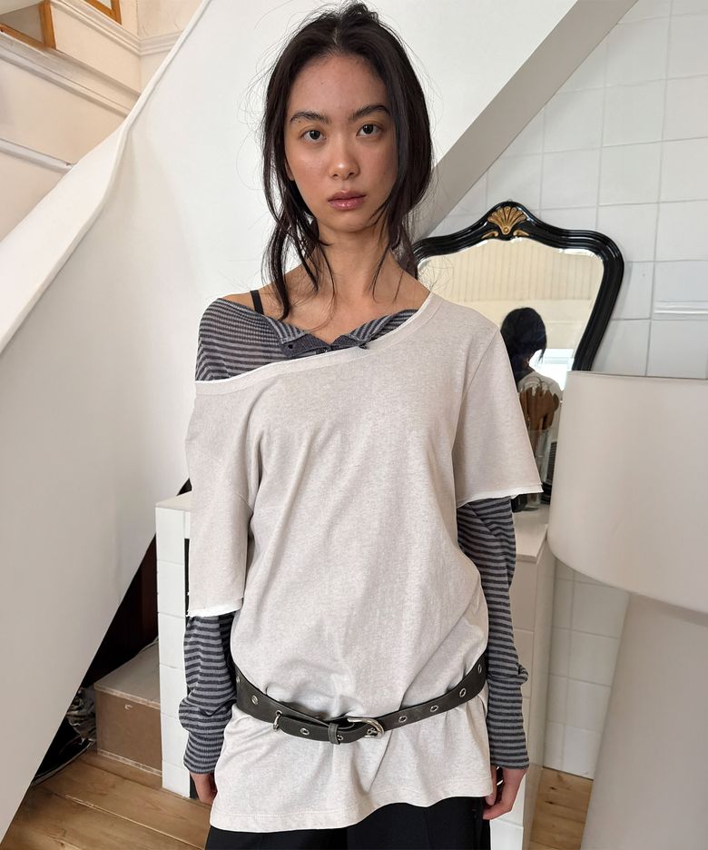 CUTTING LAYERED TEE (beige)