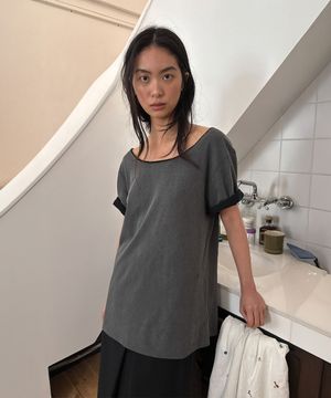 CUTTING LAYERED TEE (dark grey)