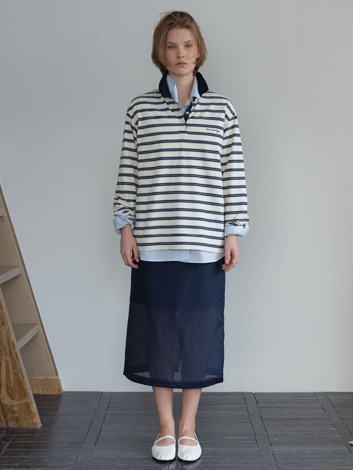 시엔느(SIENNE) Sasha Sheer Skirt (Navy)