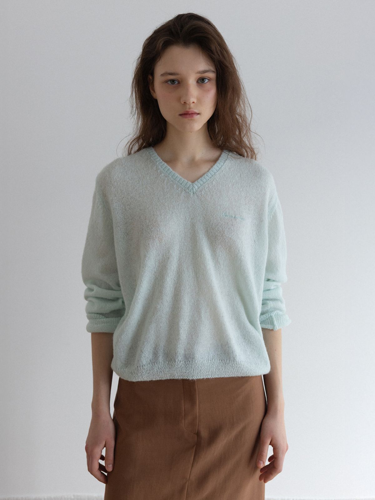 시엔느(SIENNE) Mumu V-neck Knit (Pale Mint)