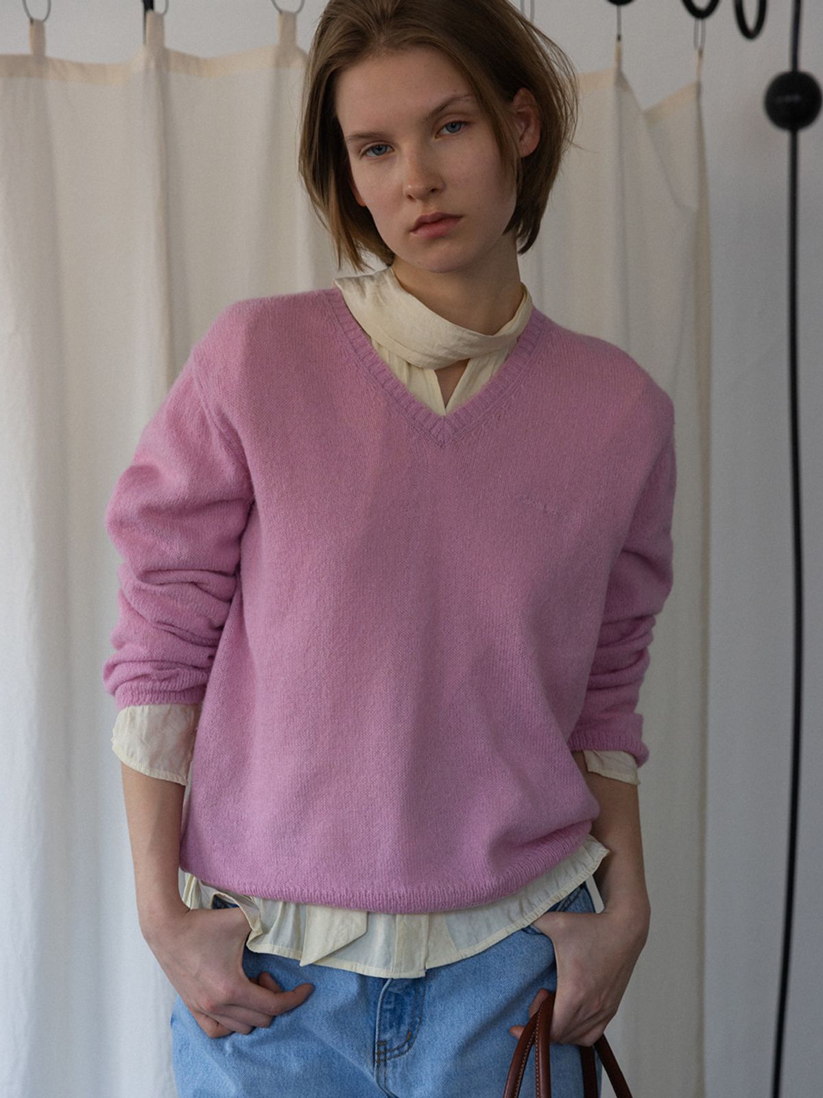 시엔느(SIENNE) Mumu V-neck Knit (Pink)