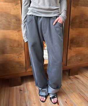 DENIM ROLLED SWEAT PANTS (grey)