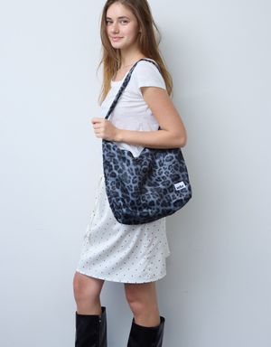 Leopard Light Satin Hobo Bag (Dark Grey)