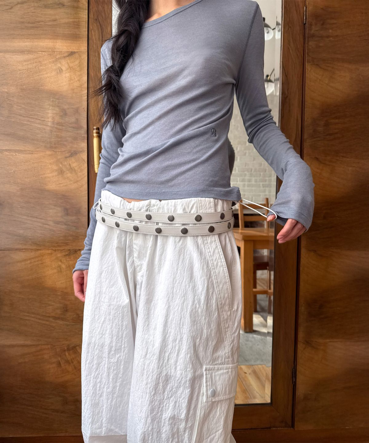 다이애그널(DIAGONAL) SNAP DOUBLE BELT (white)
