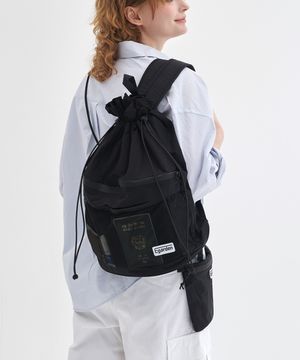 트래블러 백팩 라이트 캐주얼 스트링 여행 가방 - 블랙