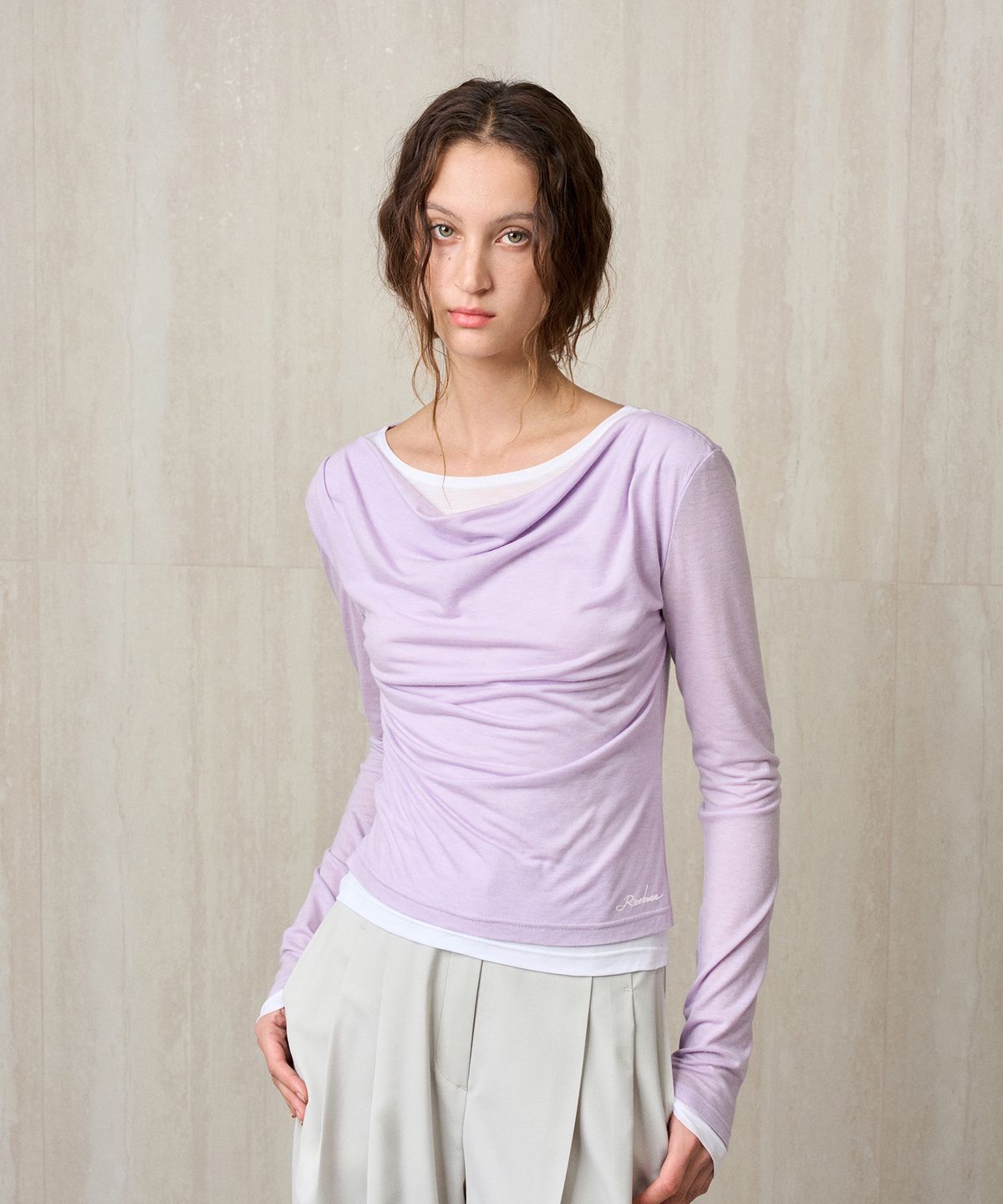 리이(RE RHEE) WOOL JERSEY LAYERED TOP LILIAC