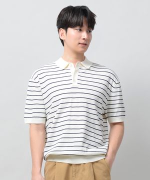 버튼 카라 썸머 쿨 크롭 반팔 니트 [IVORY ST]