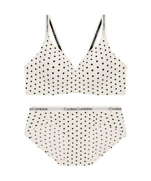 크림도트 볼륨일체형 심리스 노와이어 브라팬티세트