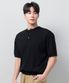 베이직 쿨 헨리넥 크롭 반팔 니트 [BLACK]