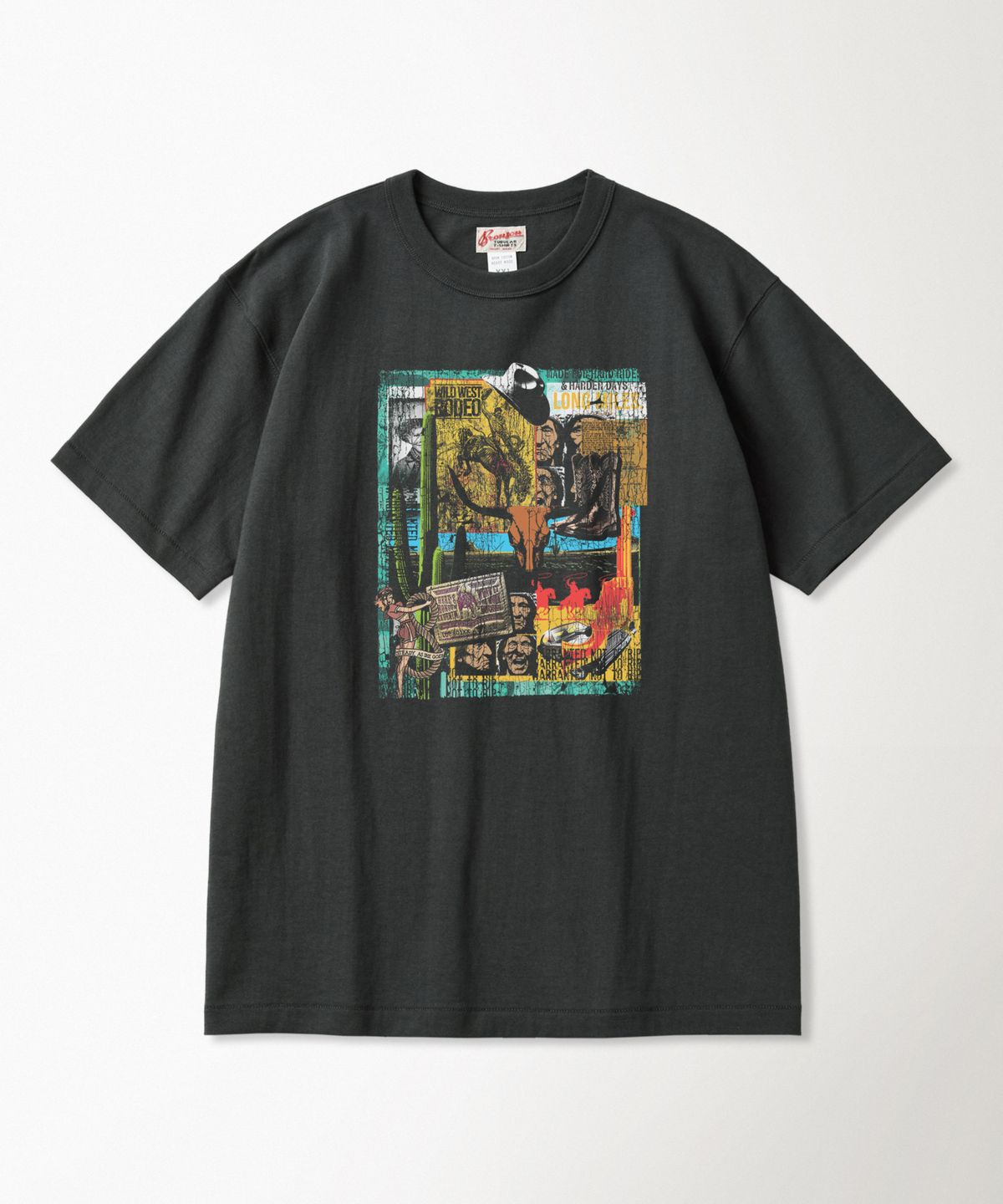 브론슨(BRONSON) Western Collage Loopwheeled Graphic Tee Vintage Black